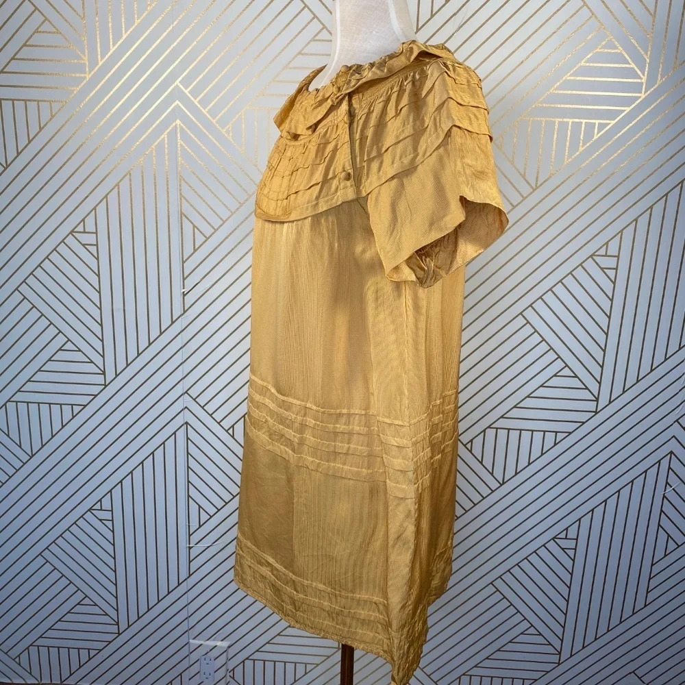 Marc Jacobs Mustard Yellow Silk Ruffle‎ Dress - Picture 6 of 8